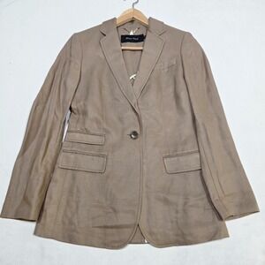 Bean Pole Blazer Womens 90 Small Tan Single‎ Button Professional Office Jacket